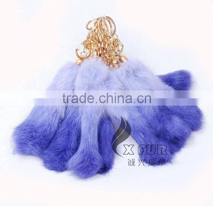 CX-R-39D Fashion Dip Dyed Girls Wholesale Real Rabbit Fur Key Chain Fur