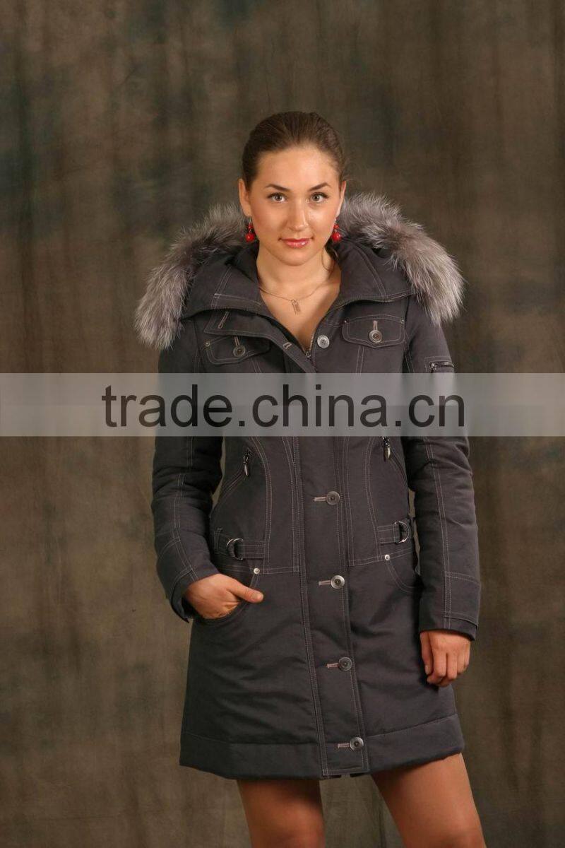 2014 Hot sales cheap OEM high quality fake fur hoody nylon waterproof functional skiwear for women (WJGINA01)