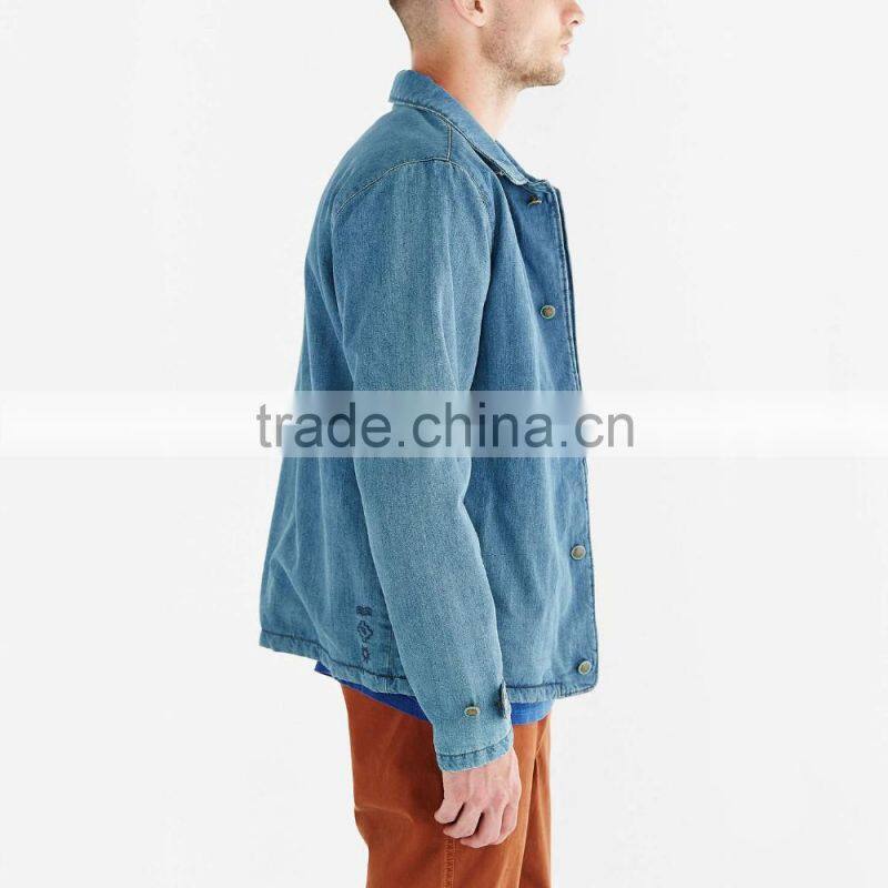blue washed custom denim jacket men old style with buttons
