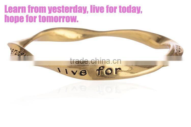 Diy small charm bangle custom name logo bangle women twist daily wear bangles