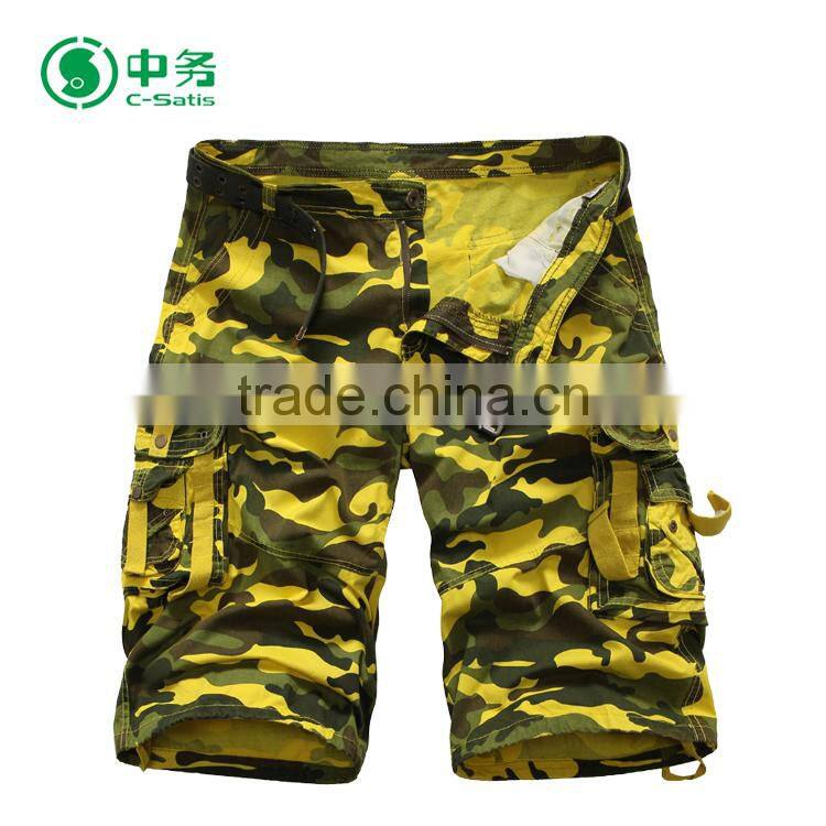 New Style European Fashion Summer 100% Cotton Baggy Camo Cargo Shorts for Men