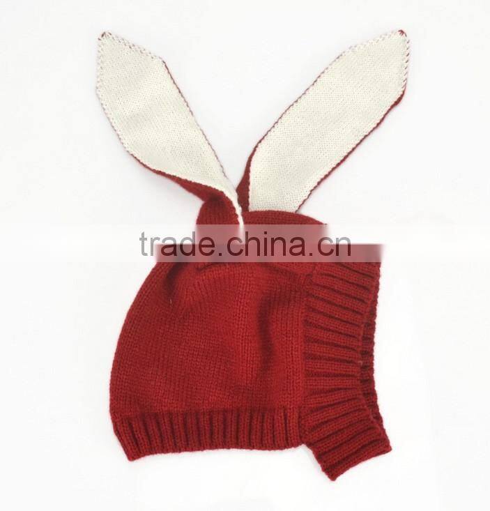 Ins hot imitate animal knitted cap design for kids baby bunny ears hats wholesale