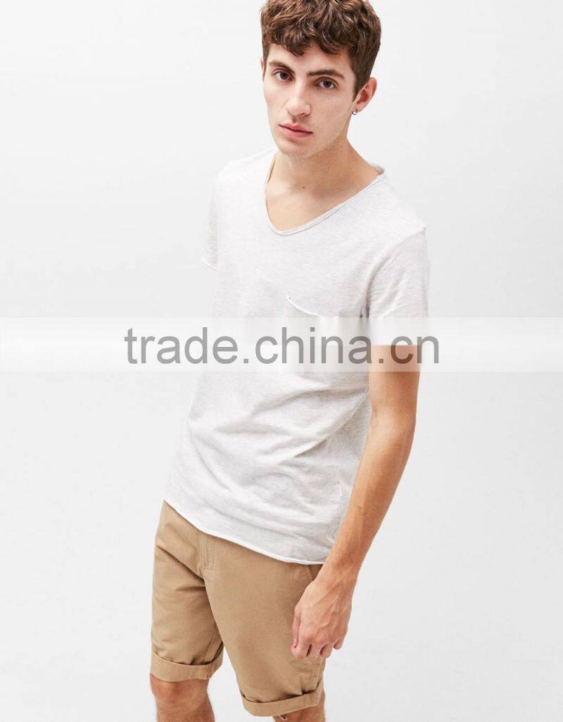 2017 high quality v neck navy blue simple design t shirts men