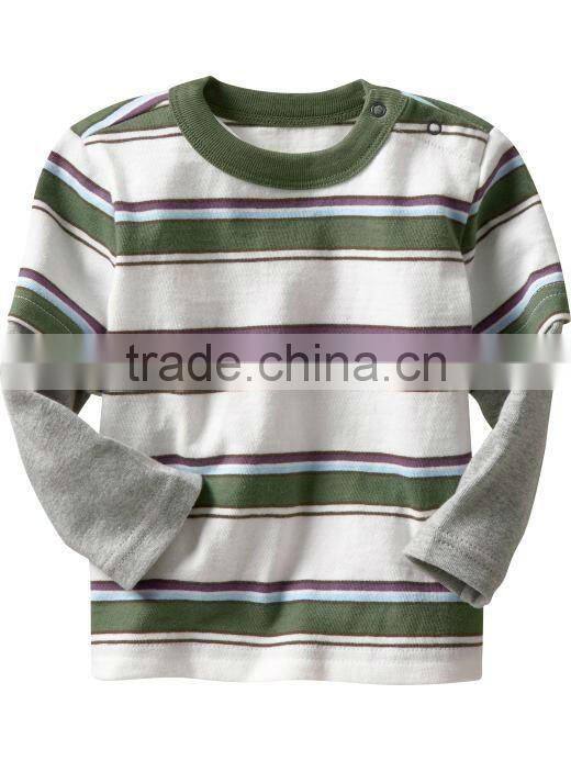 BOYS PRINTED LONG SLEEVE T.SHIRT WITH CONTRAST SLEEVES
