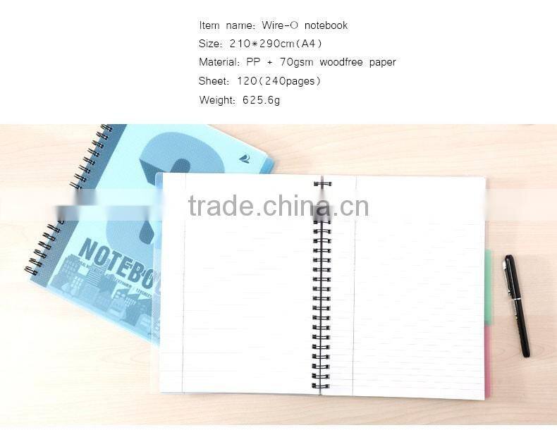 A4 PP cover writing notebook wire-o binding notebook office stationery