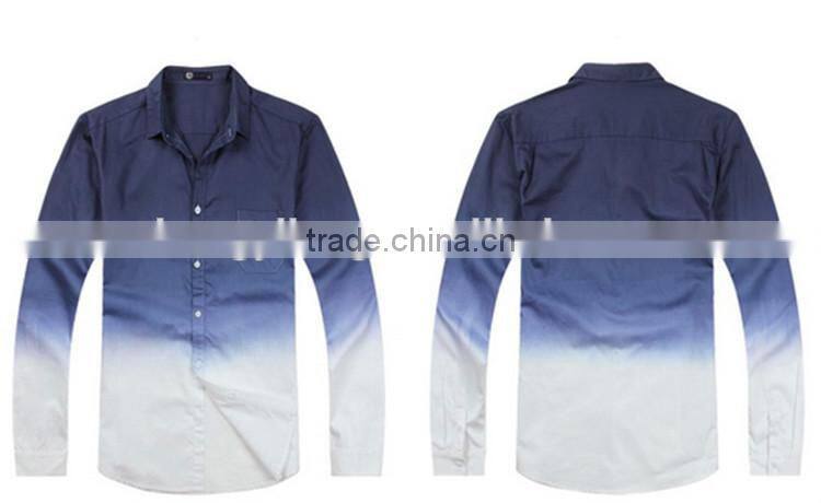 2015 100% cotton new design dip dye shirt for men