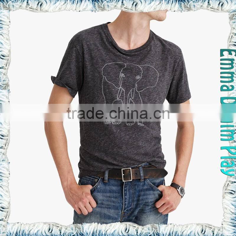 Hot Style Custom Made Best Quality Man's Simple Printing Pattern Boat Neck T-Shirts