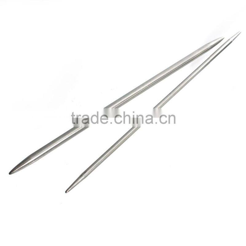 (2.0mm-6.5mm)Stainless Steel Hollow Knitting Needle Silver Tone 21cm long, 1 Set