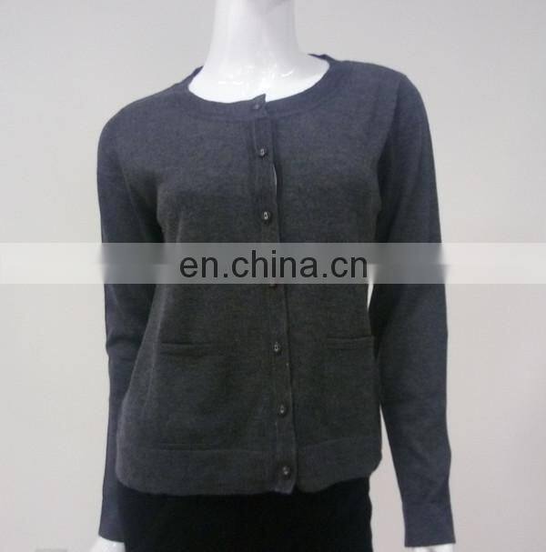 classic basic style women pure crew neck cashmere cardigan