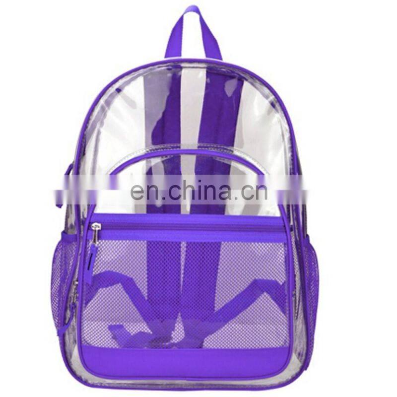 Clear Transparent Color Trim Kids PVC School Book Bag