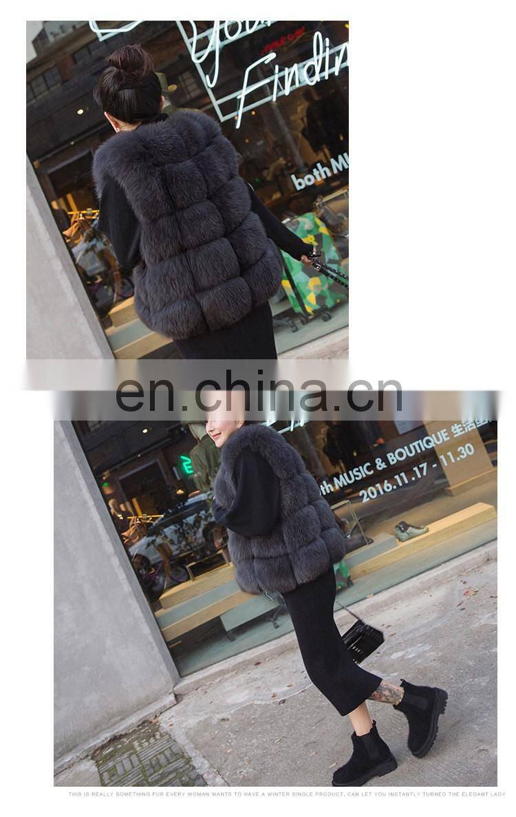 Factory Wholesale New Fashion Sleeveless Lady Winter Fur Vest Real Fox