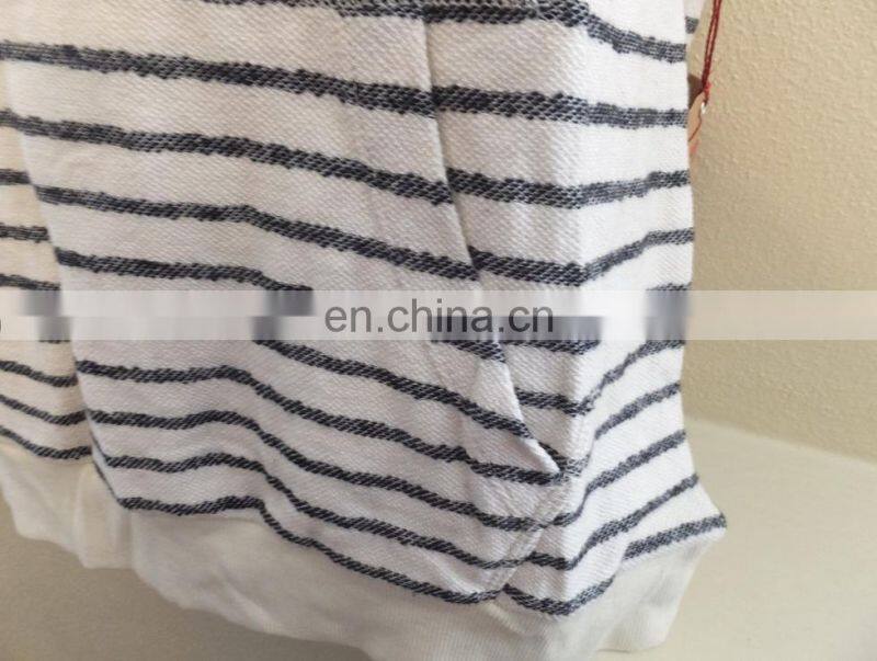 Womens Printed Stripe Sleeveless Funnel Neck Hoodie Top Shirt Natural Navy