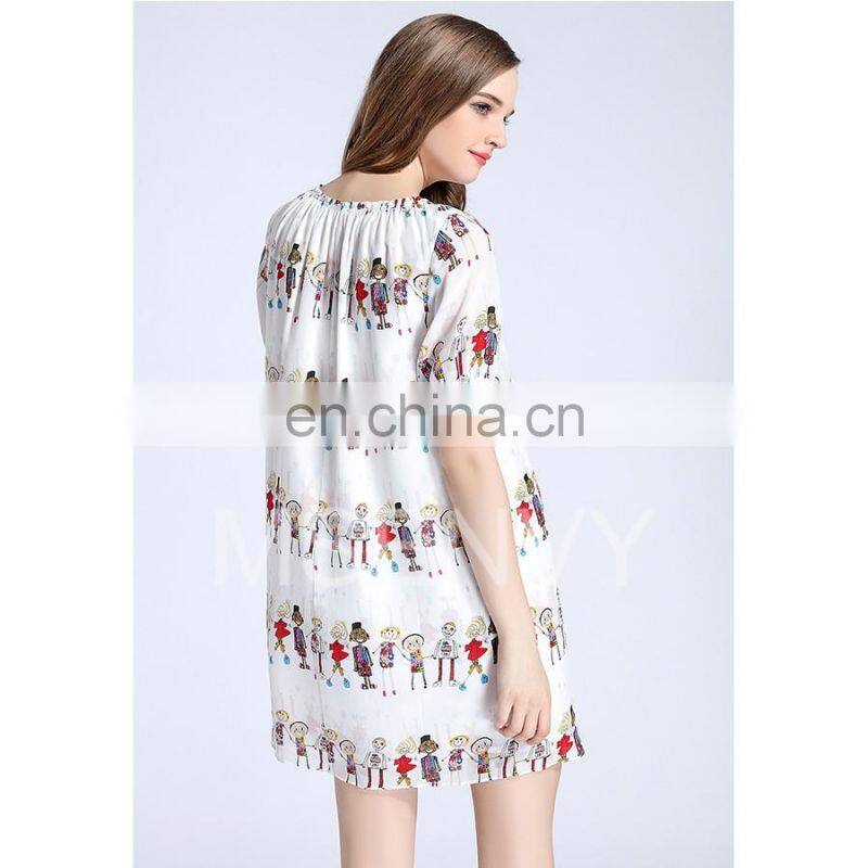 Floral Digital Printed Silk crepe de chine Dress