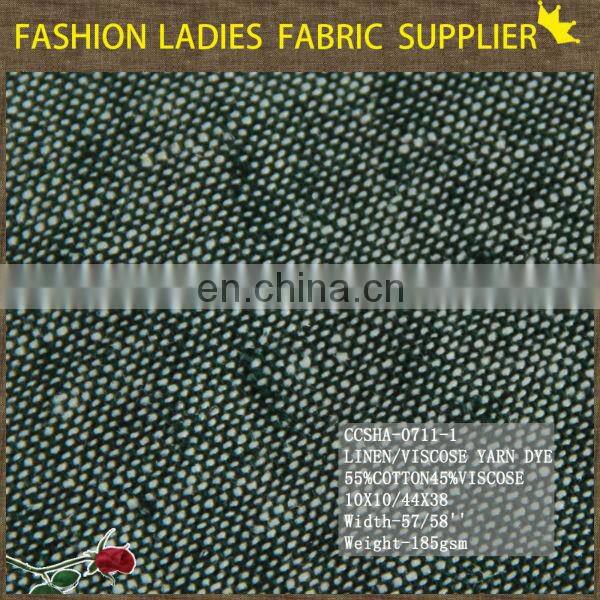 2014 new design 55%ctn45%viscose yarn dye fabric,linen/viscose yarn dye ,viscose/cotton fabric