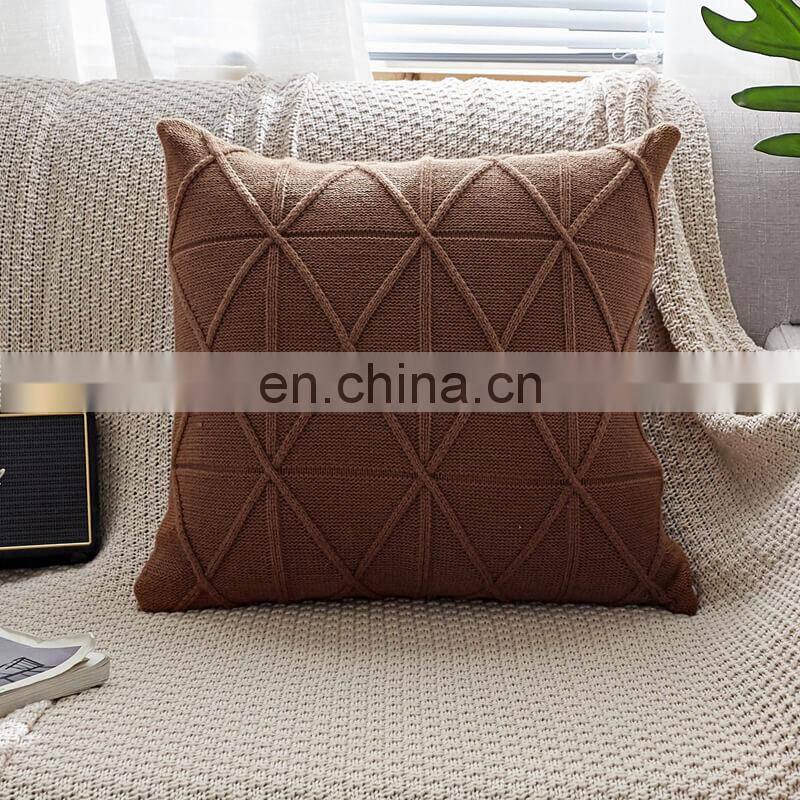 i@home Solid color nordic geometric knitted sofa pillow cushion cover