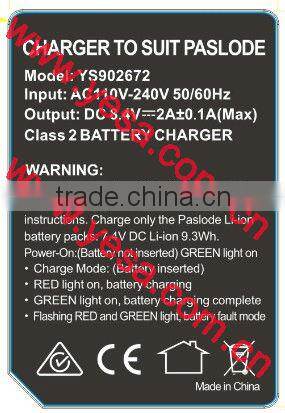 Paslode 902600 902654 B20543A 7.4v 1500mah battery charger