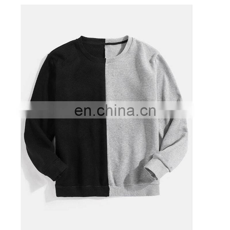 OEM men's loose sports contrast stitching long-sleeved round neck pullover sweater
