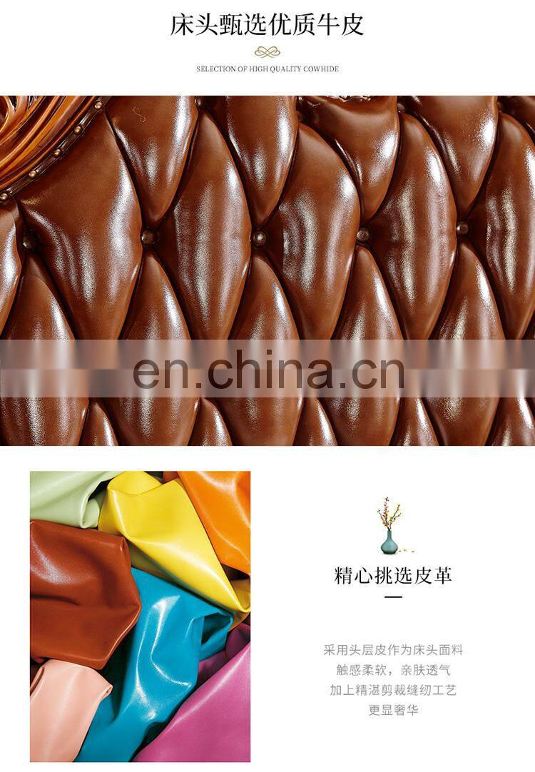 American Oka Solid wood bedroom bed Classic design Royal leather double bed