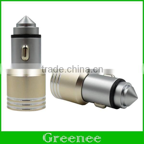 2.4A Dual USB Ports Car Charger with Car Escape Emergency Safety Hammer Function for iPhone 6S SE and Tablets