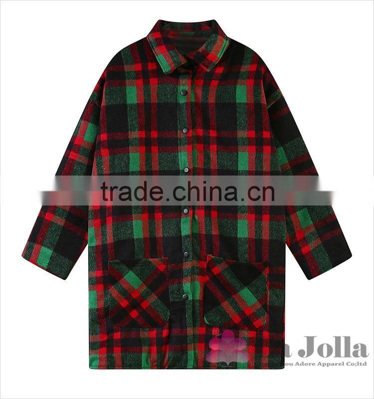 2016 Fashion New coltsfoot han edition loose classic grid female cotton coat to keep warm coat 192