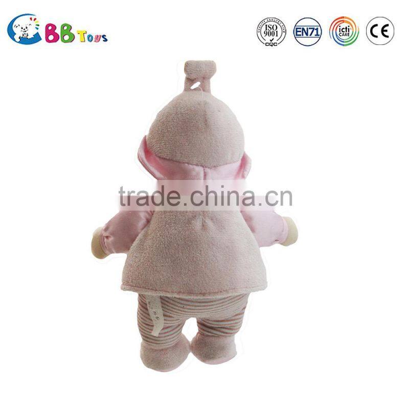 2015 china factory made good quanlity toy cute and novelty pink plush soft dolls toys for baby