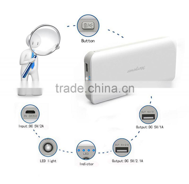 2014 popular LED torch Dual USB output power bank 20000mah