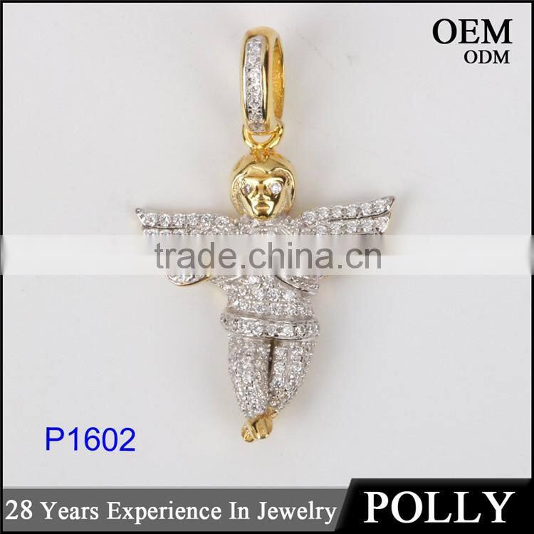 Hip pop Micro set AAA CZ 925 sterling silver mini angel pendant jewelry