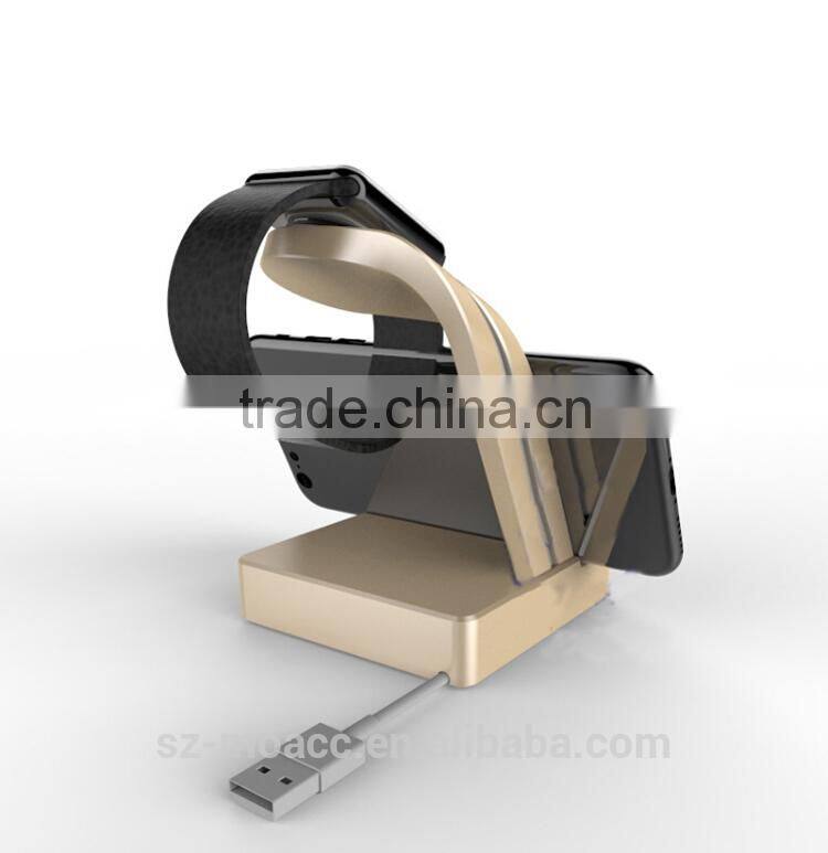 2015 New design high quality Aluminium Alloy Watch stand for apple watch,2 in 1 stand for Apple Watch 38/42mm