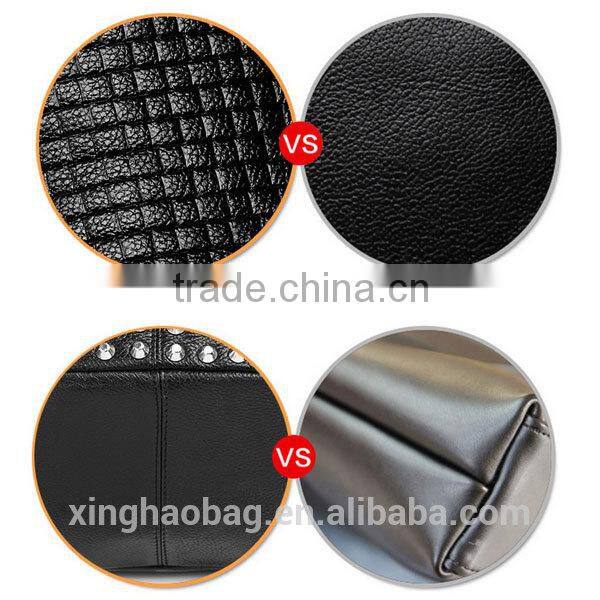 Hot selling fashionable triangle shaped leather backpack with rivet