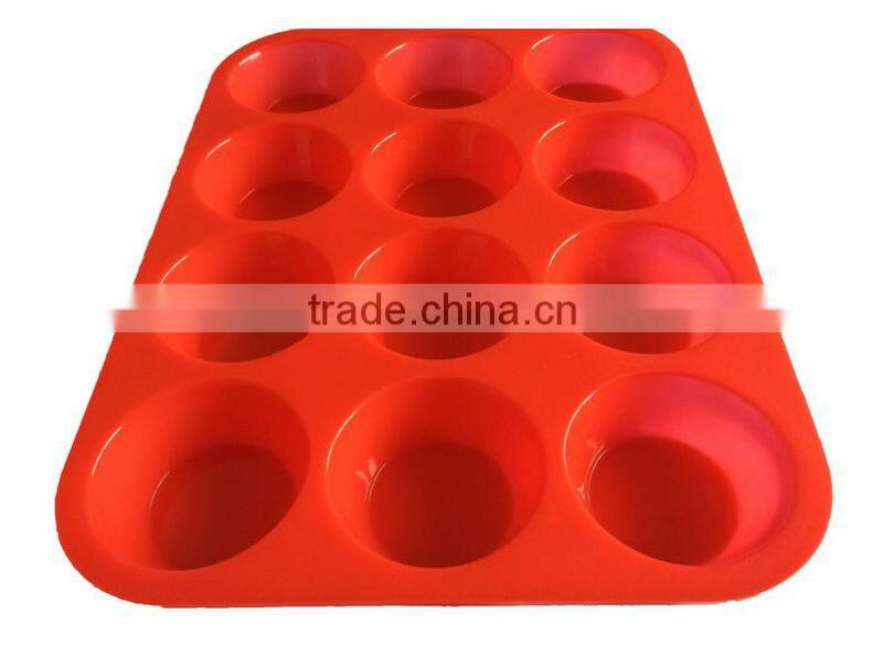 2016 Hot sale food grade FDA and LFGB 6 hole new creative metal colorful silicone cake mold