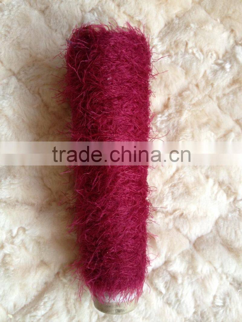 Dyed 100%Polyester Feather Knitting crochet yarn for hand knitting scarf