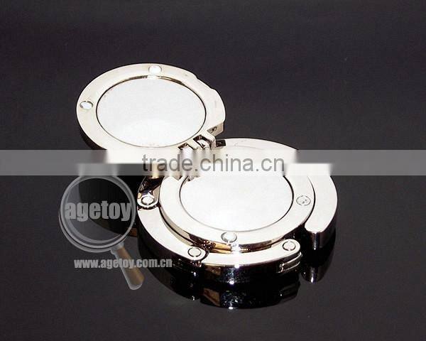 Round Red Crystal White Rhinestones Multi-function Fashion Handbag Hook Hanger Promotion Metal Foldable Mirror Bag Holder