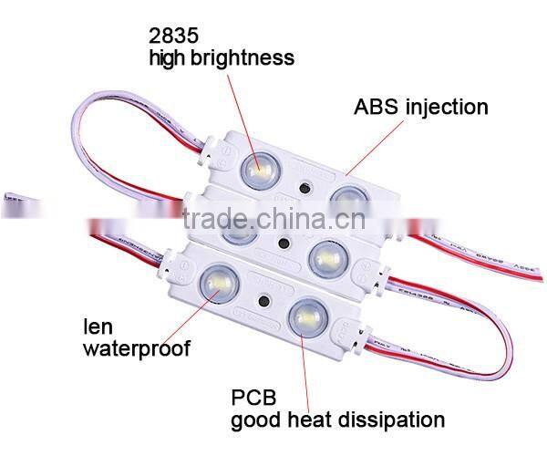 ABS injection 3 chips smd 2835 led rgb 160 degree waterproof with lens for luminous letter source