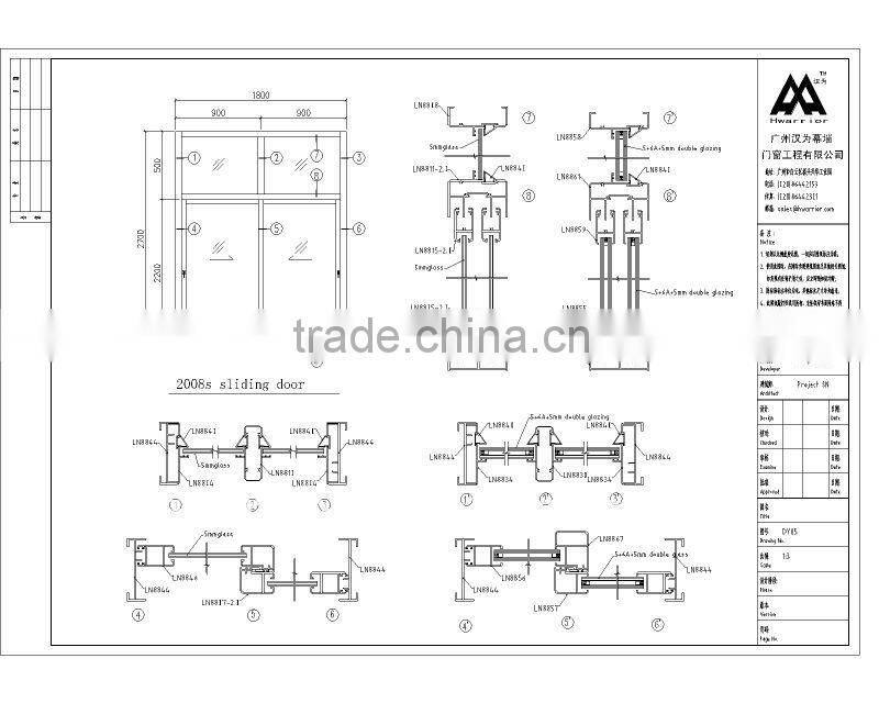 aluminum glass sliding window with powder coating wooden frame