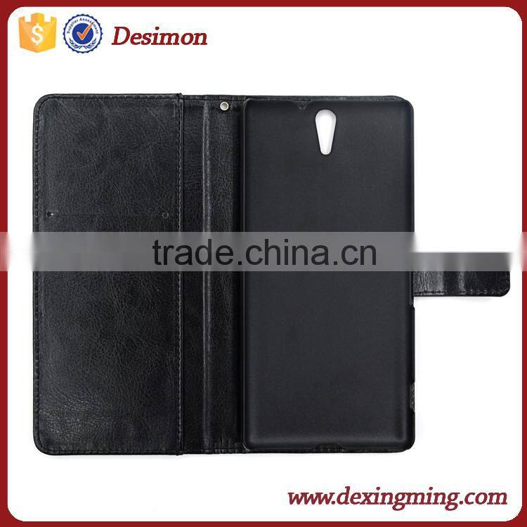 mobile phone wallet flip leather case for sony xperia c5 ultra back cover