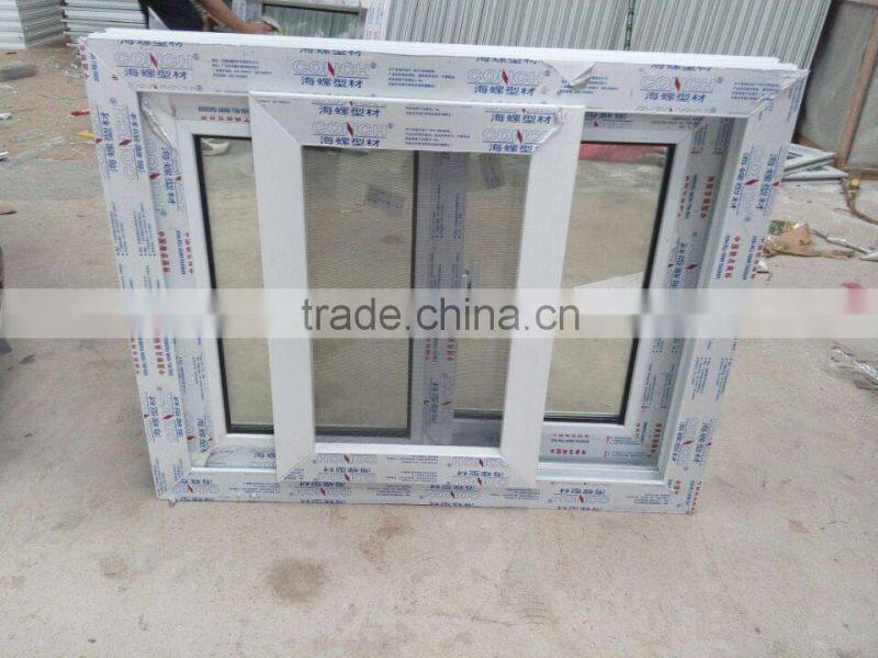 China upvc double sliding window with flyscreen