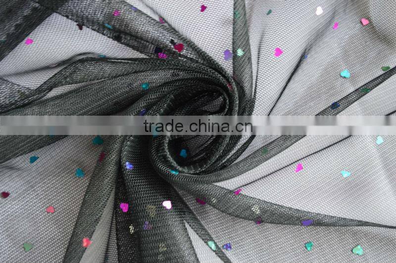 Polyester American Tulle Spangle/Hologram Farbic for Dress and Bridal
