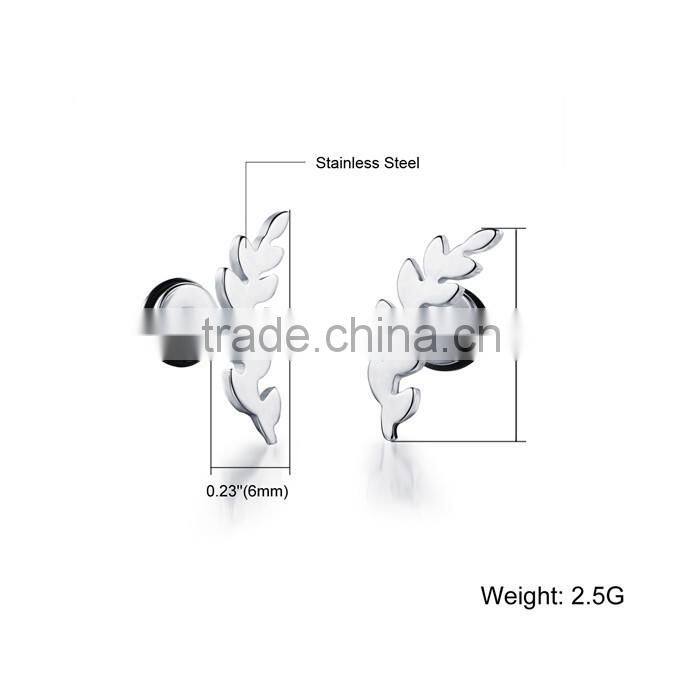 fashion hot sale wholesale design 2016 stainless steel leaf earring