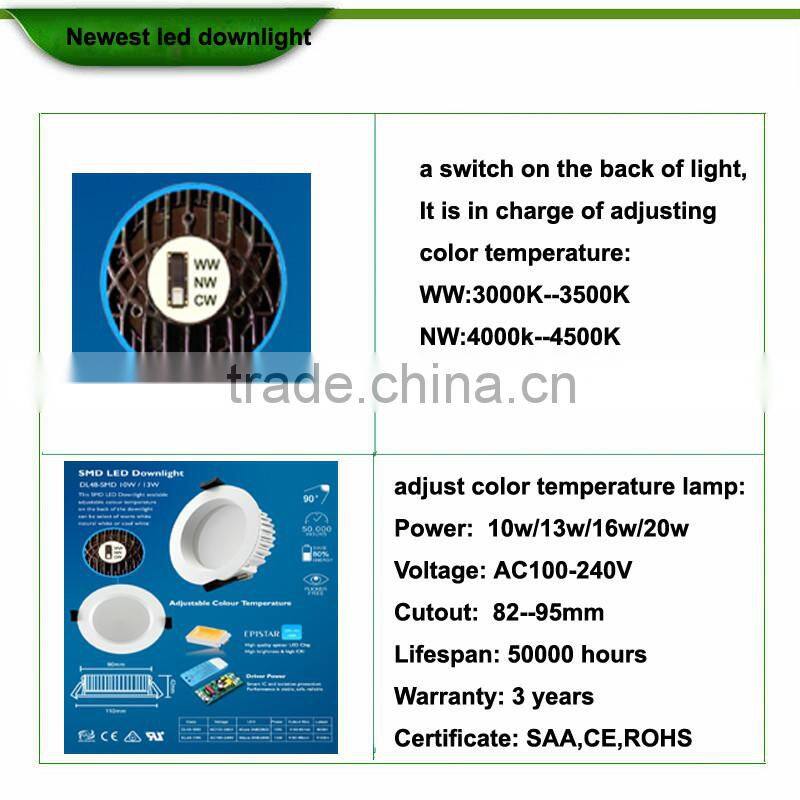 4 inch 90mm cutout color changeable SMD recessed led downlight SAA Australia standard