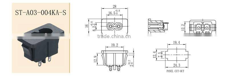 High quality C8 ac inlet & IEC60320 UL498 AC inlet