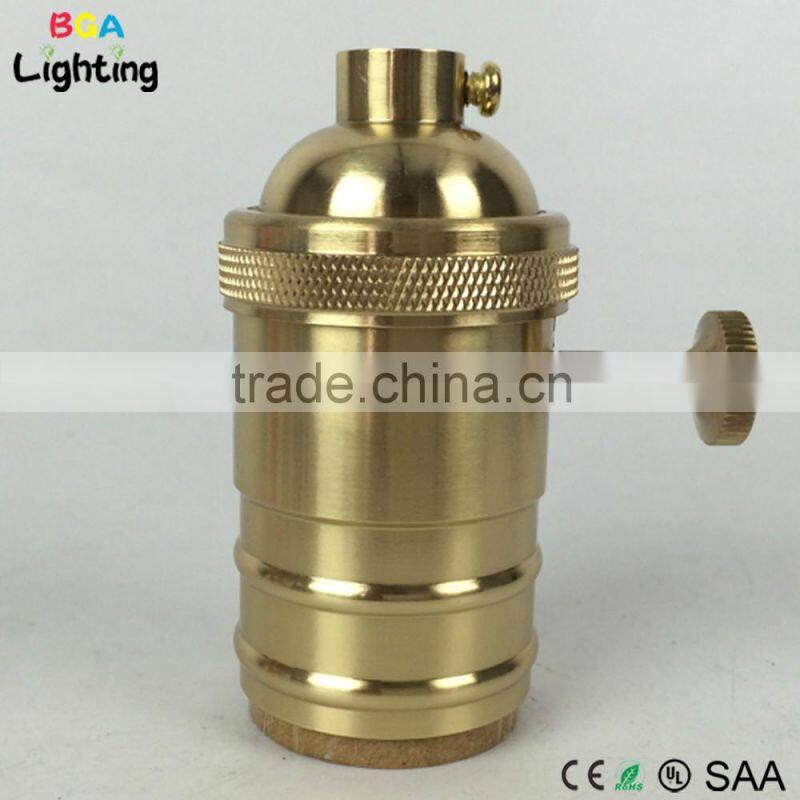 CE E27 Brass metal pendant lamp socket with switch