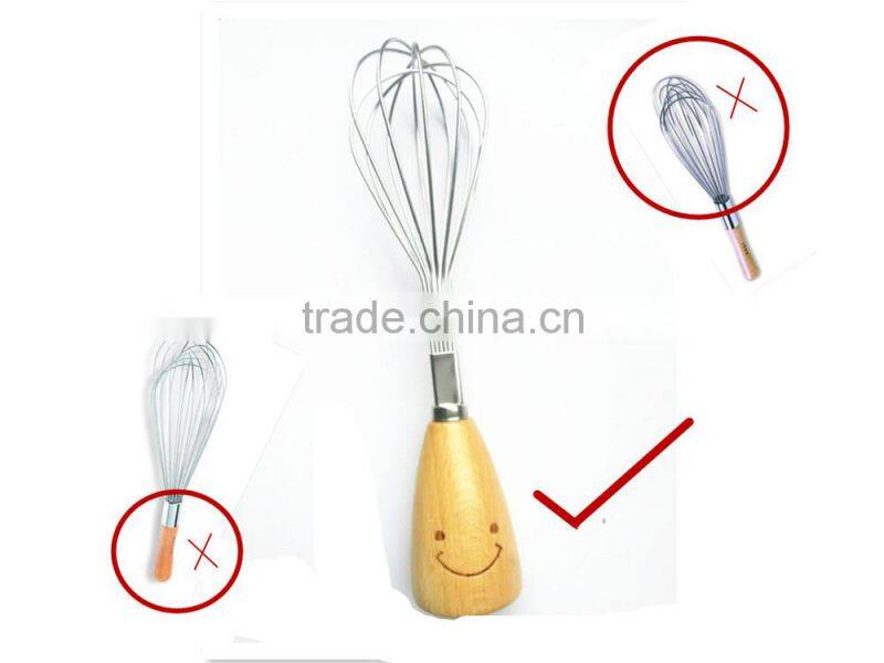 Stainless Steel Kitchen Whisk with Wooden Handle, Balloon Whisk