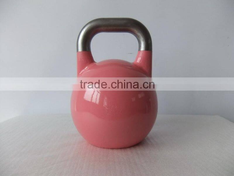 2016 NEW HOT steel competition kettlebell color with stainless steel handle,one step strech forming,logo could be laser carved