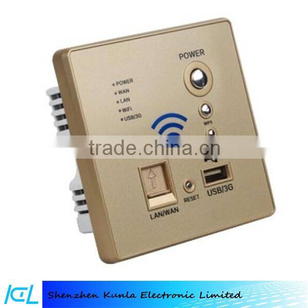 Factory Wallpad Gold Wall Embedded USB 3G WiFi Smart Socket WPS USB Wireless Wall Charger Socket