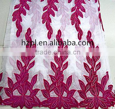 Geometric embroidery design chemical lace african water soluble lace fabric with velvet lace/french lace(PL3452)