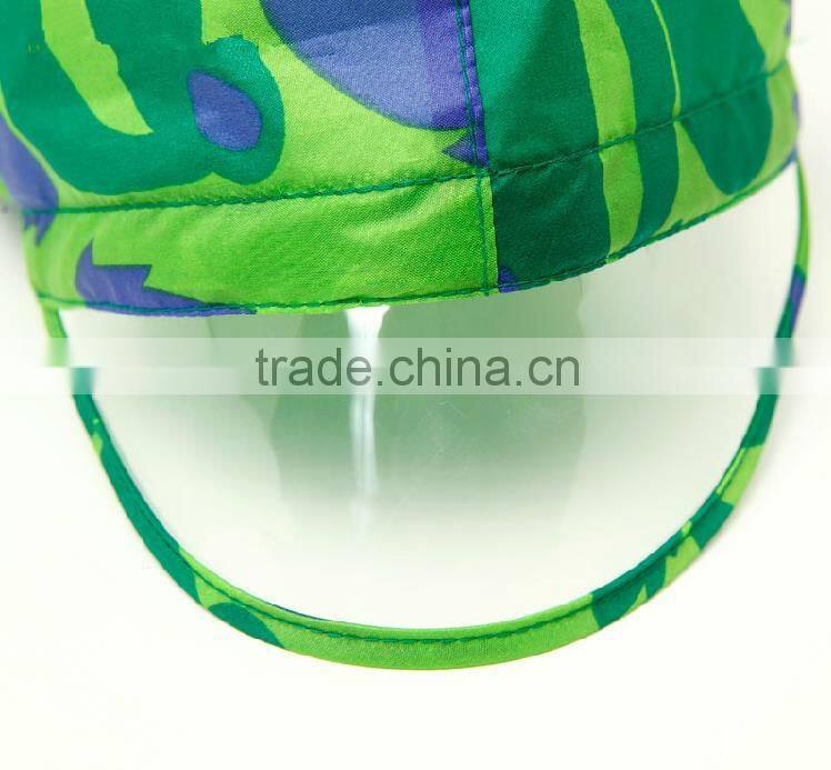 fashion student long green transparent brim raincoat with backpack place