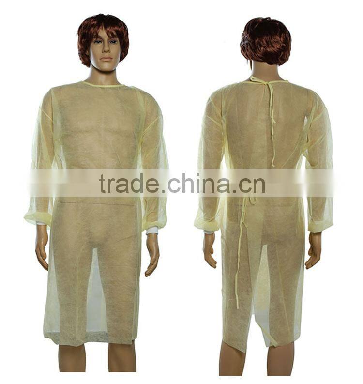 PP Nonwoven Yellow Disposable Isolation Gown