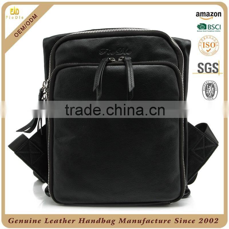 CSLRB214-001 Sports style Black leather men backpack bags handbag