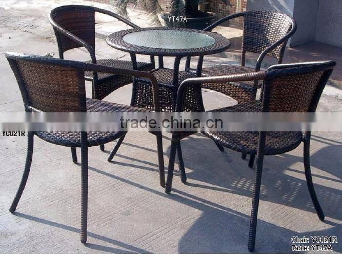 aluminum furniture for garden simple leisure rattan wicker outdoor round table chairs set YPS028