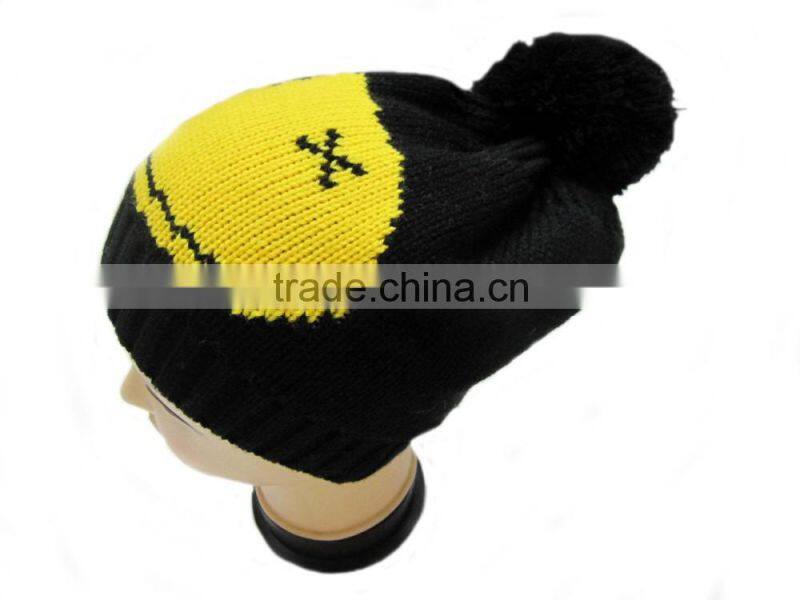 Factory directly custom cute children knit hats pompom beanie hats baby caps